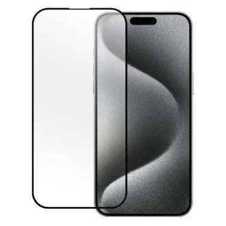 Стекло защитное для iPhone 15, FullGlue, черное, OEM