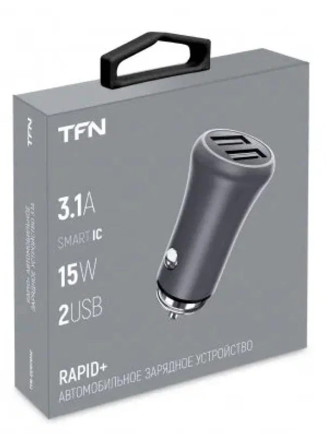Автомобильное зарядное устройство TFN Rapid+ 3.1A, 2xUSB, серый_2