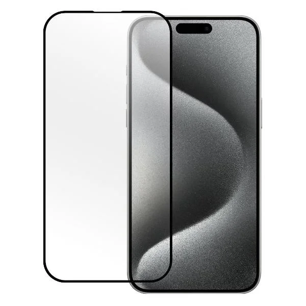 Стекло защитное для iPhone 15 Pro, FullGlue, черное, OEM
