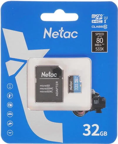 Карта памяти Netac 32GB microSD Class 10 + адаптер [NT02P500STN-032G-R]_1