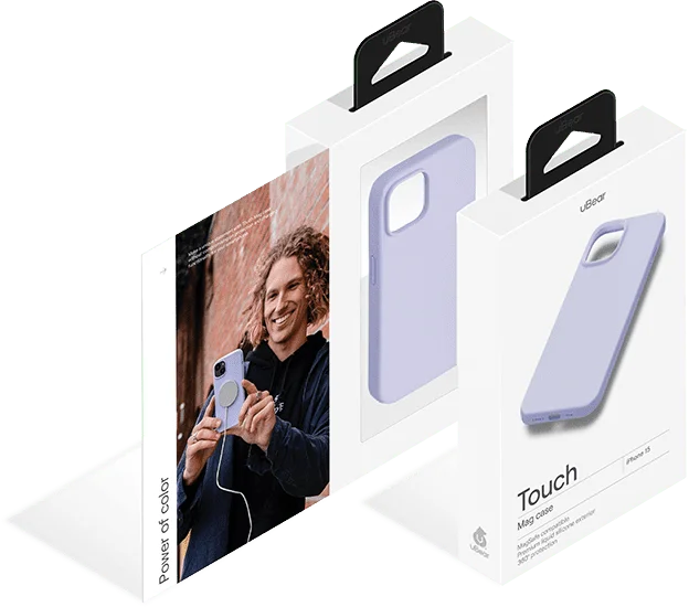 Чехол защитный uBear Touch Mag Case, iPhone 15, MagSafe, силикон, фиолетовый_2