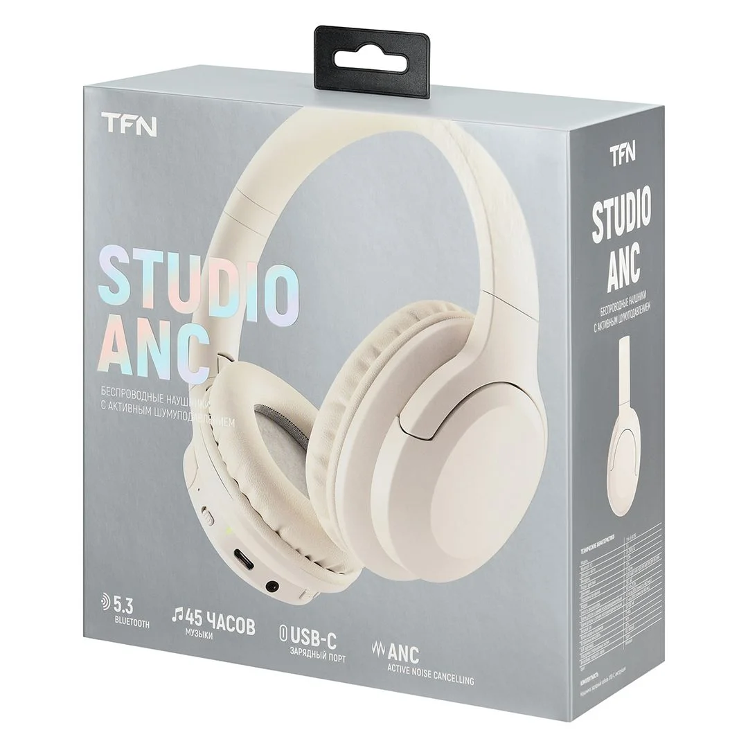Наушники беспроводные TFN Studio ANC, бежевый_7