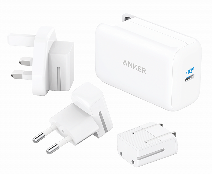 Сетевое зарядное устройство Anker PowerPort III, USB Type-C, 65Вт, PD (US, UK, EU Plugs), белое
