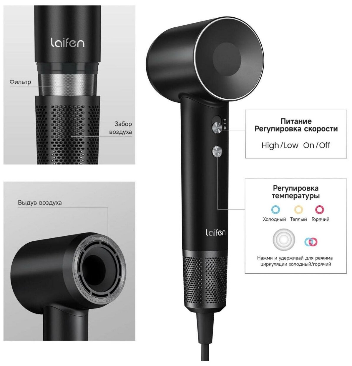 Фен для волос Laifen Swift Special, черный_2