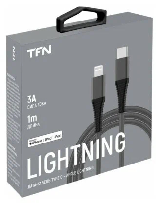 Кабель TFN Type-C to Lightning MFI, PD, 1м, нейлон, графит_1
