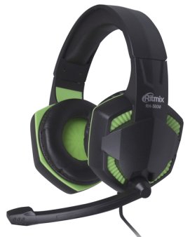 Гарнитура Ritmix RH-560M Gaming, черный-зеленый