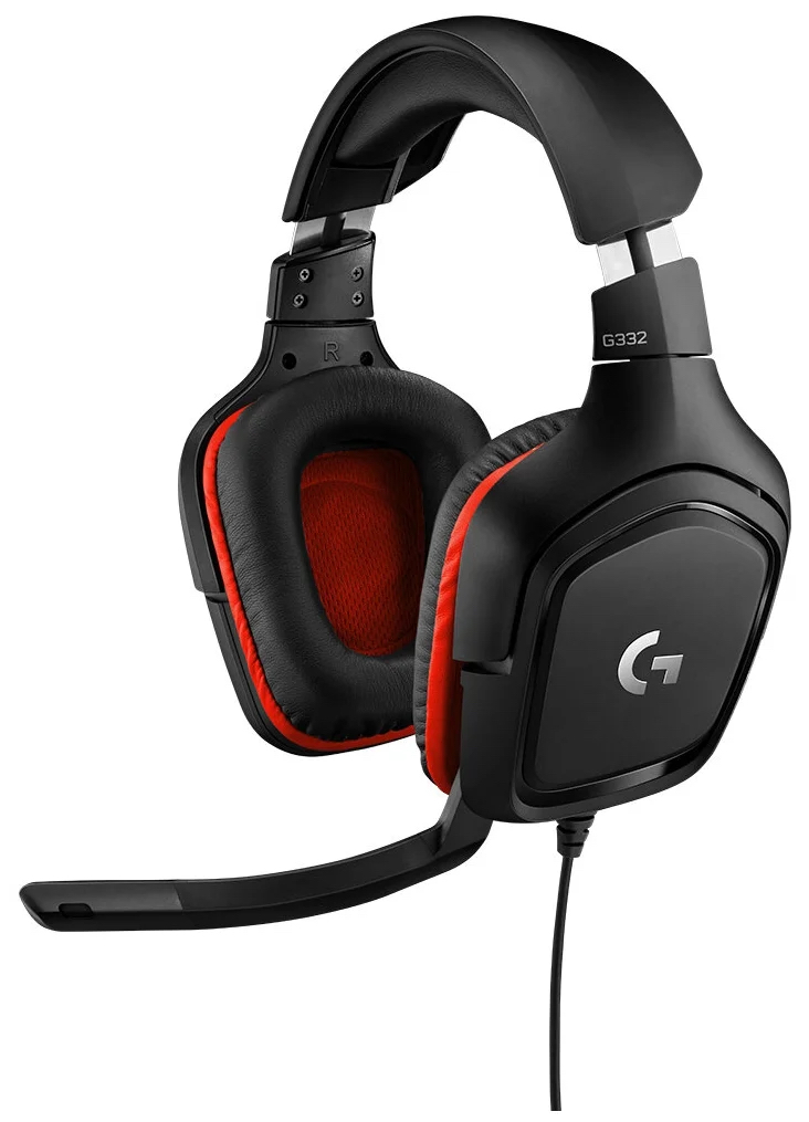 Гарнитура Logitech G332 Wired Gaming Leatherette Retail, черный+красный_1