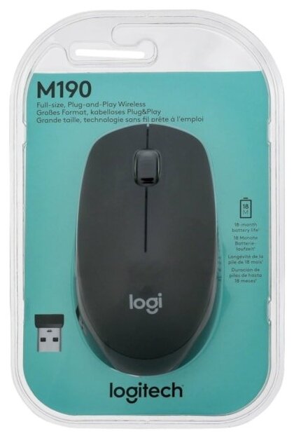 Беспроводная мышь Logitech M190 Mid Gray USB (910-005906)