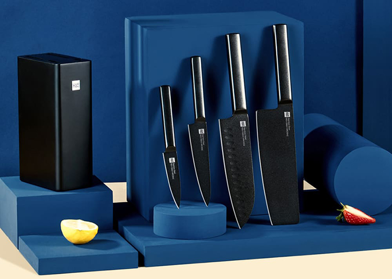 Huo Hou Heat Cool Black Non-stick Knife Set