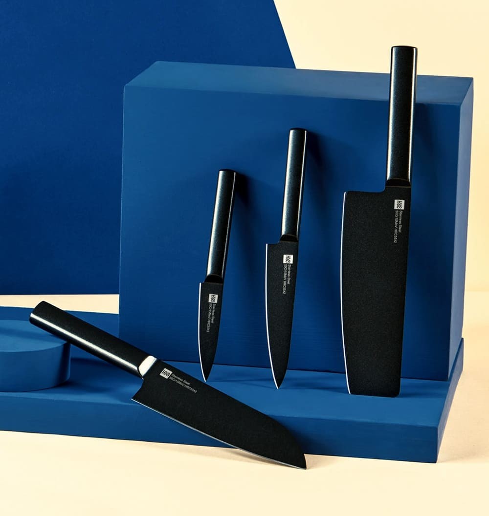 Huo Hou Heat Cool Black Non-stick Knife Set